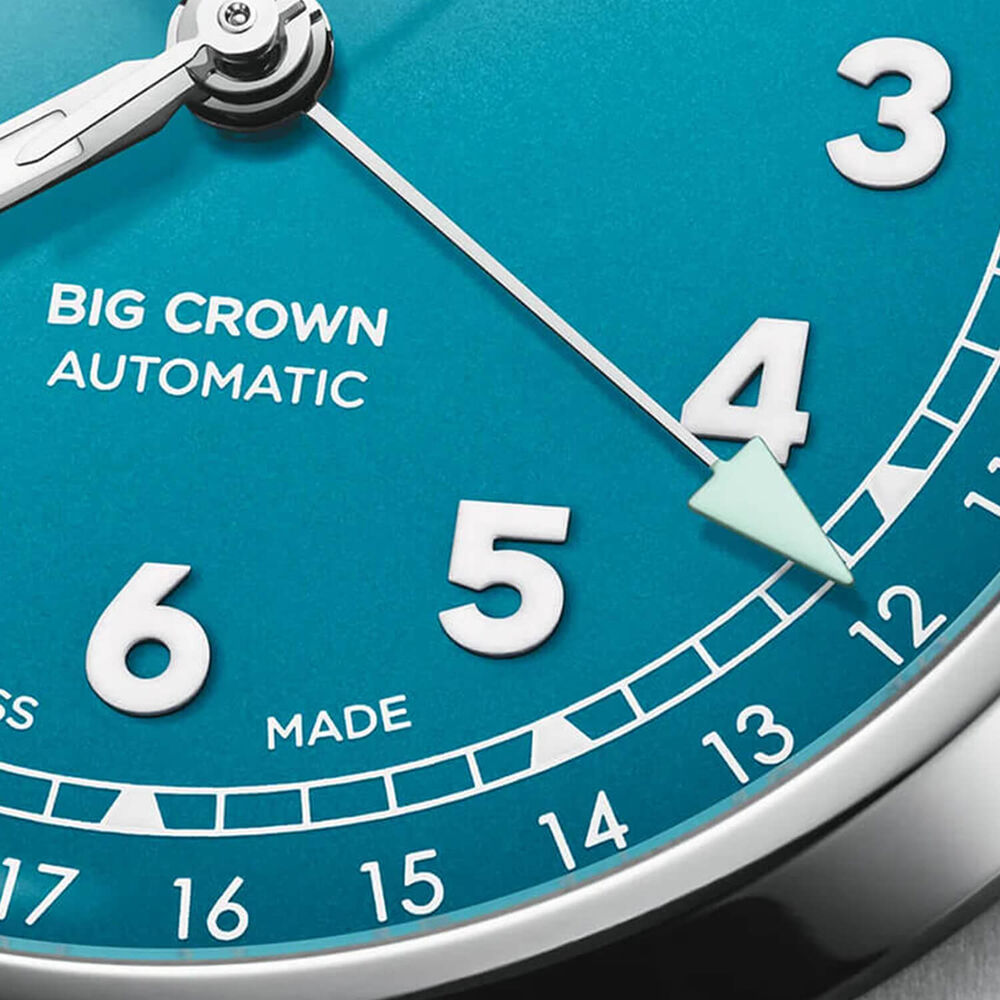 Oris Big Crown Pointer Date 40mm Turquoise Blue Dial Steel Bracelet Watch image number 4