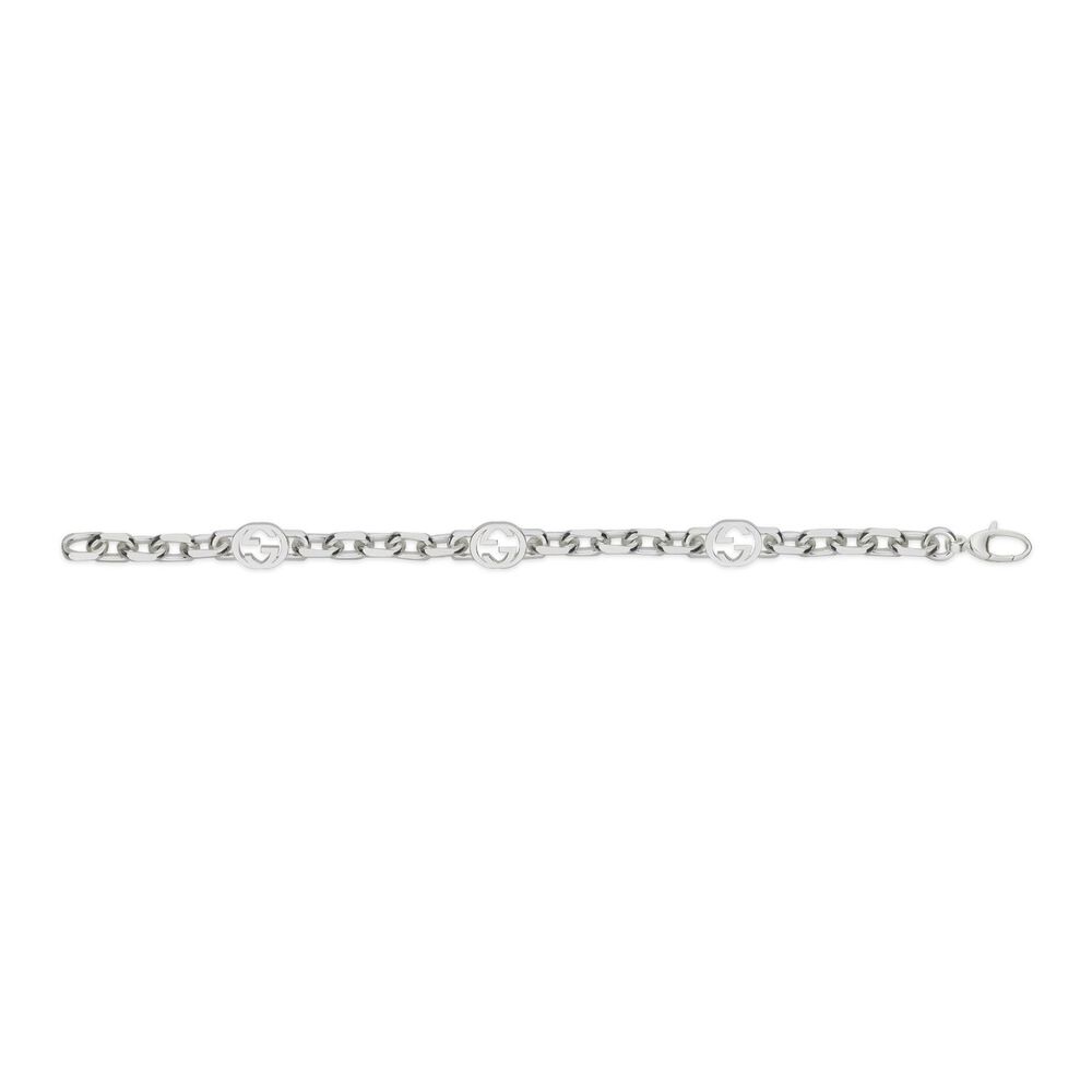 Gucci Interlocking Small Sterling Silver Bracelet  (Size L, 7")