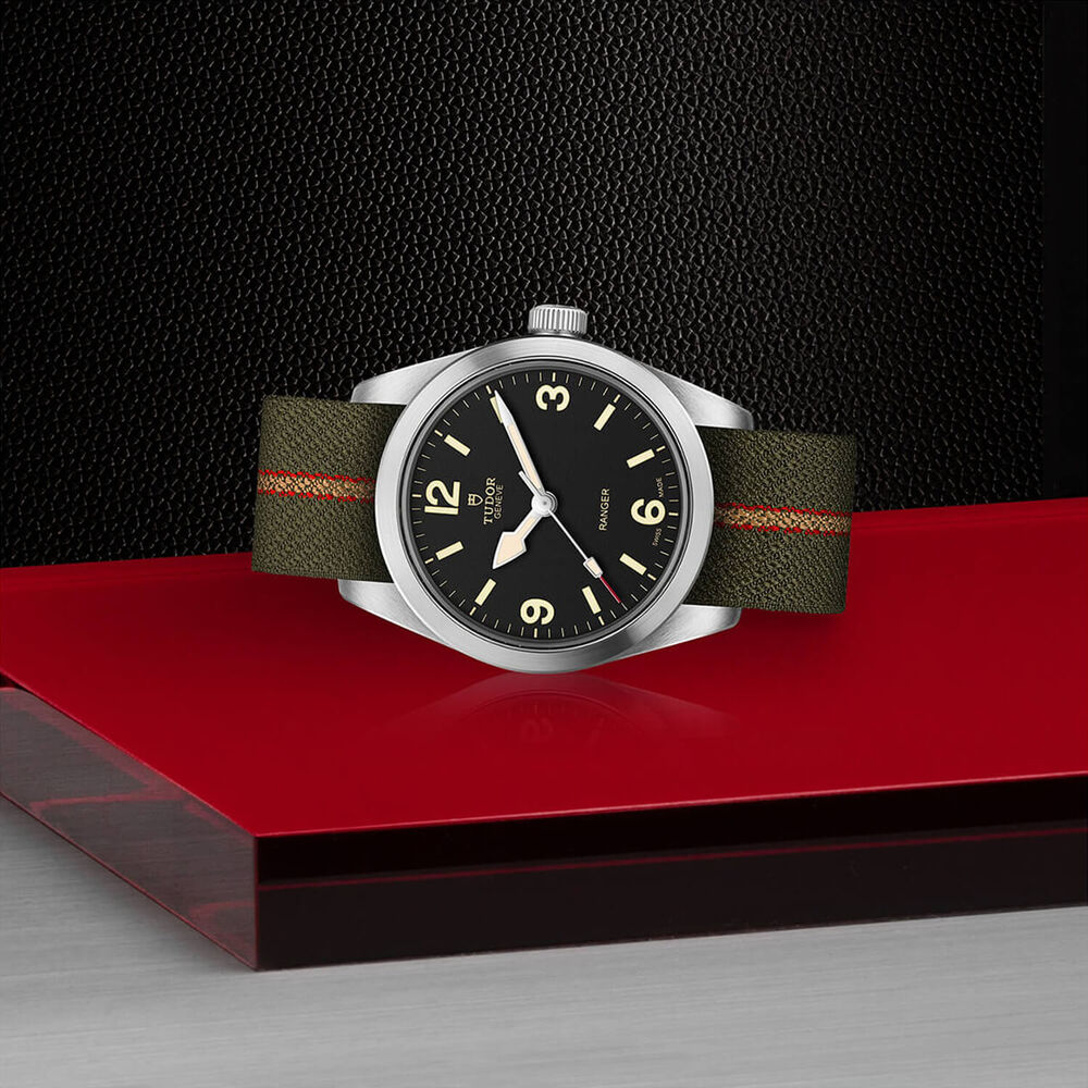 TUDOR Ranger 36mm Black Dial Green Fabric Strap Watch image number 3