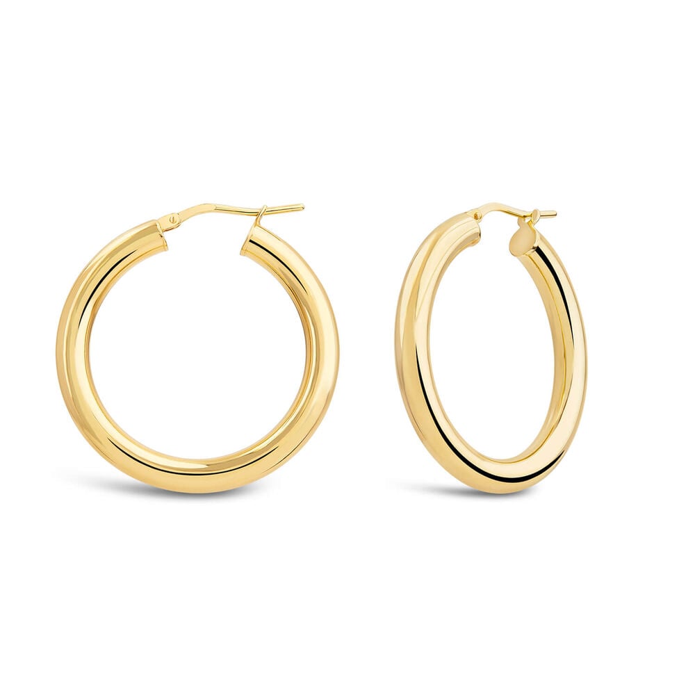 Yellow Gold Plated Sterling Silver 25mm Thick Hoop Earrings image number 0
