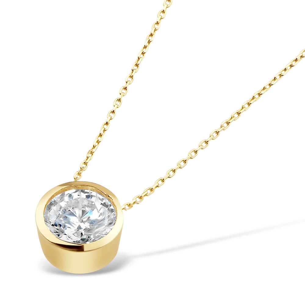 9ct Yellow Gold Cubic Zirconia Rubover Pendant (Chain Included) image number 1