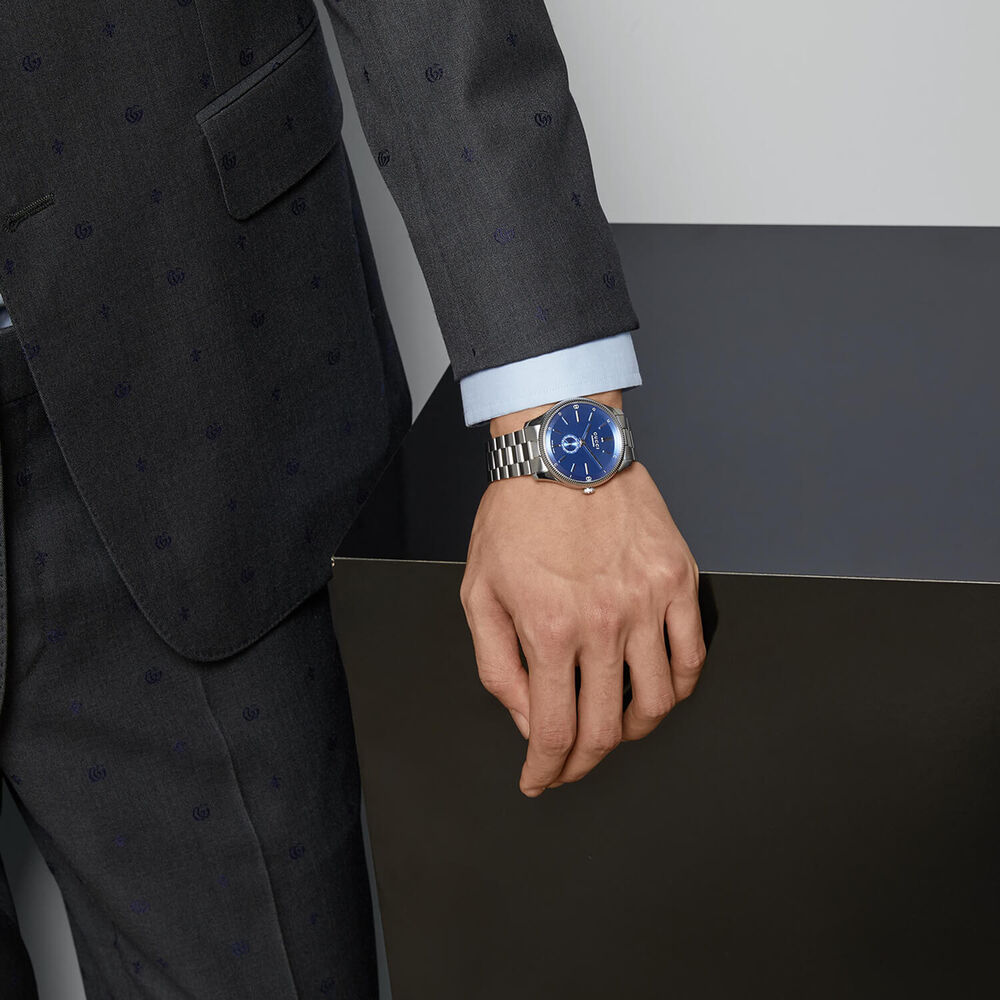 Gucci G-Timeless Automatic 40mm Blue Dial Steel Bracelet Watch image number 3
