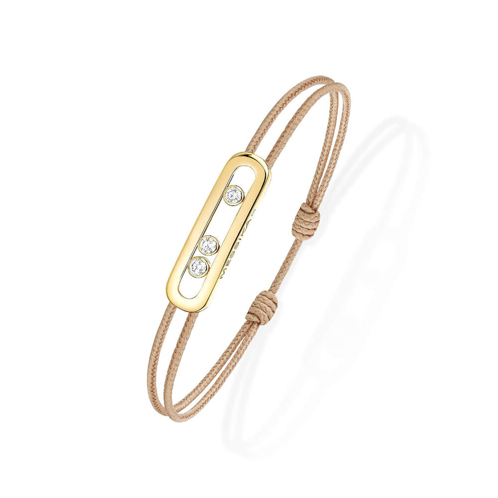 Messika Care(s) Yellow Gold 0.09ct Diamond Beige Cord Bracelet