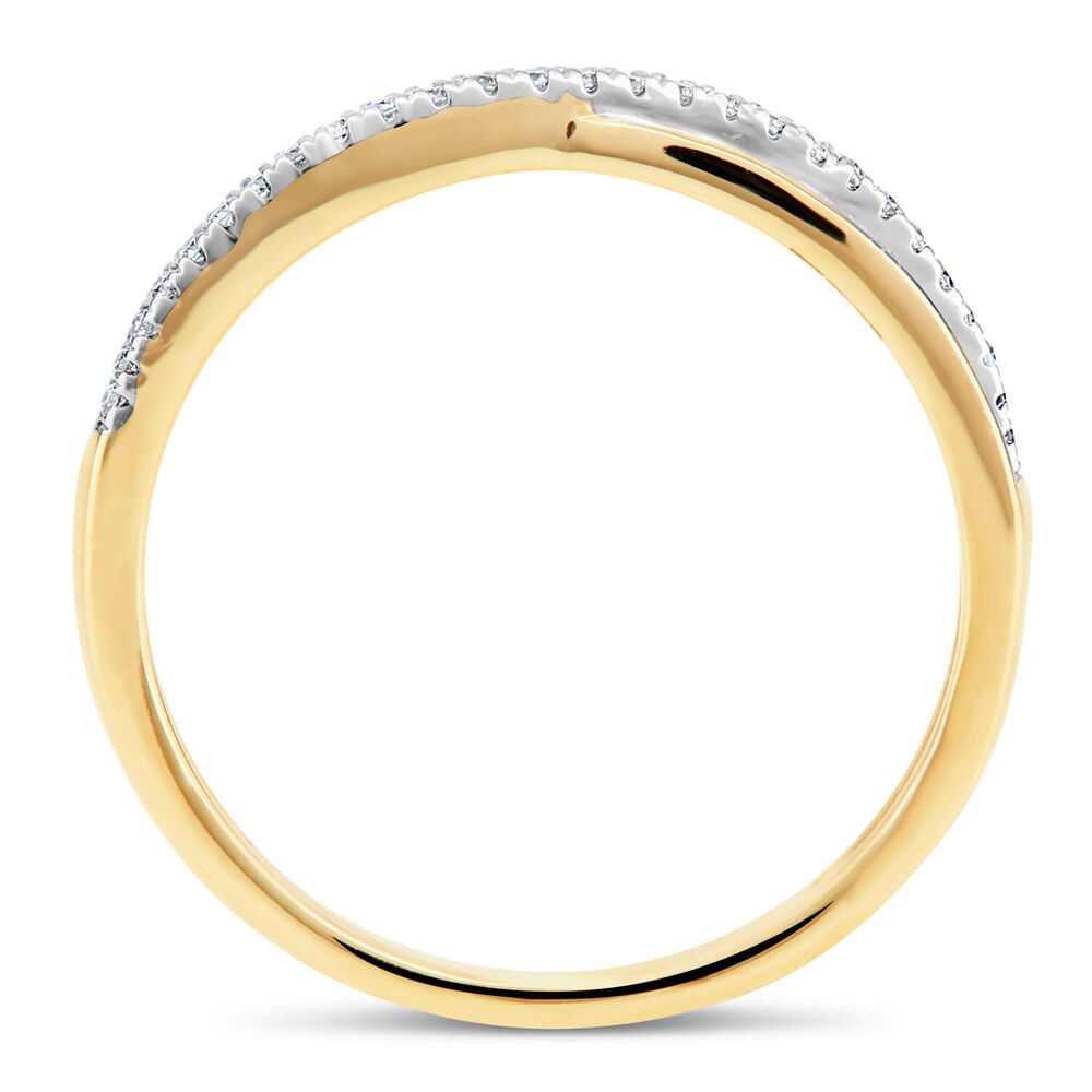 9ct Yellow Gold 0.25 Carat Diamond Claw & Channel Crossover Ring image number 2