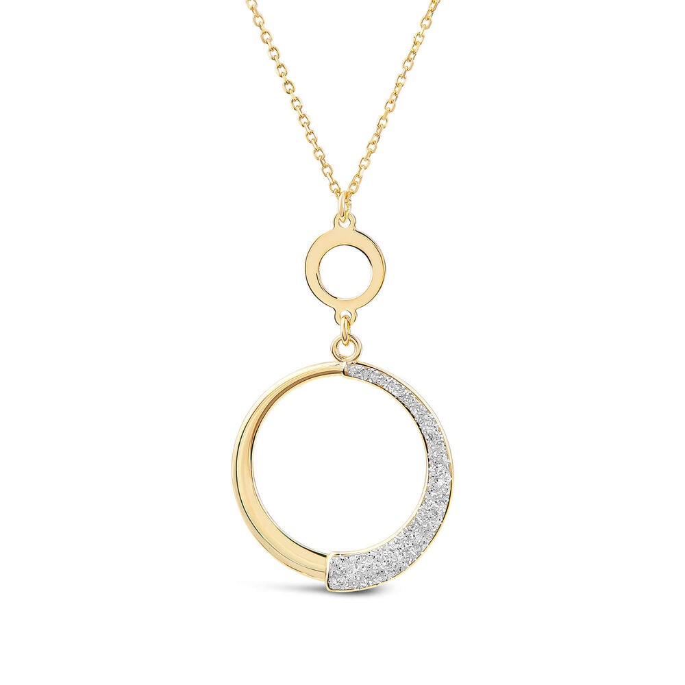 9ct Yellow Gold Half Glitter & Polished Circle Pendant