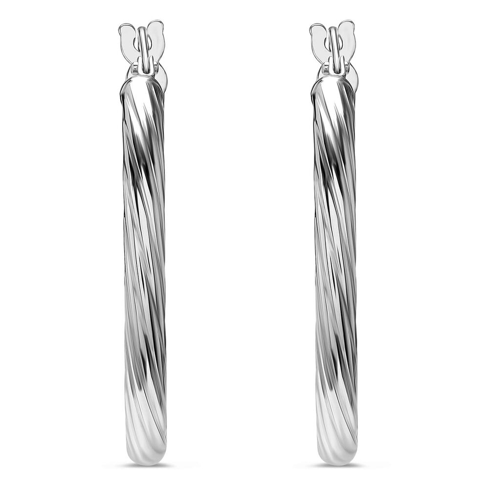 Sterling Silver Twisted Hoop 20mm Earrings image number 1
