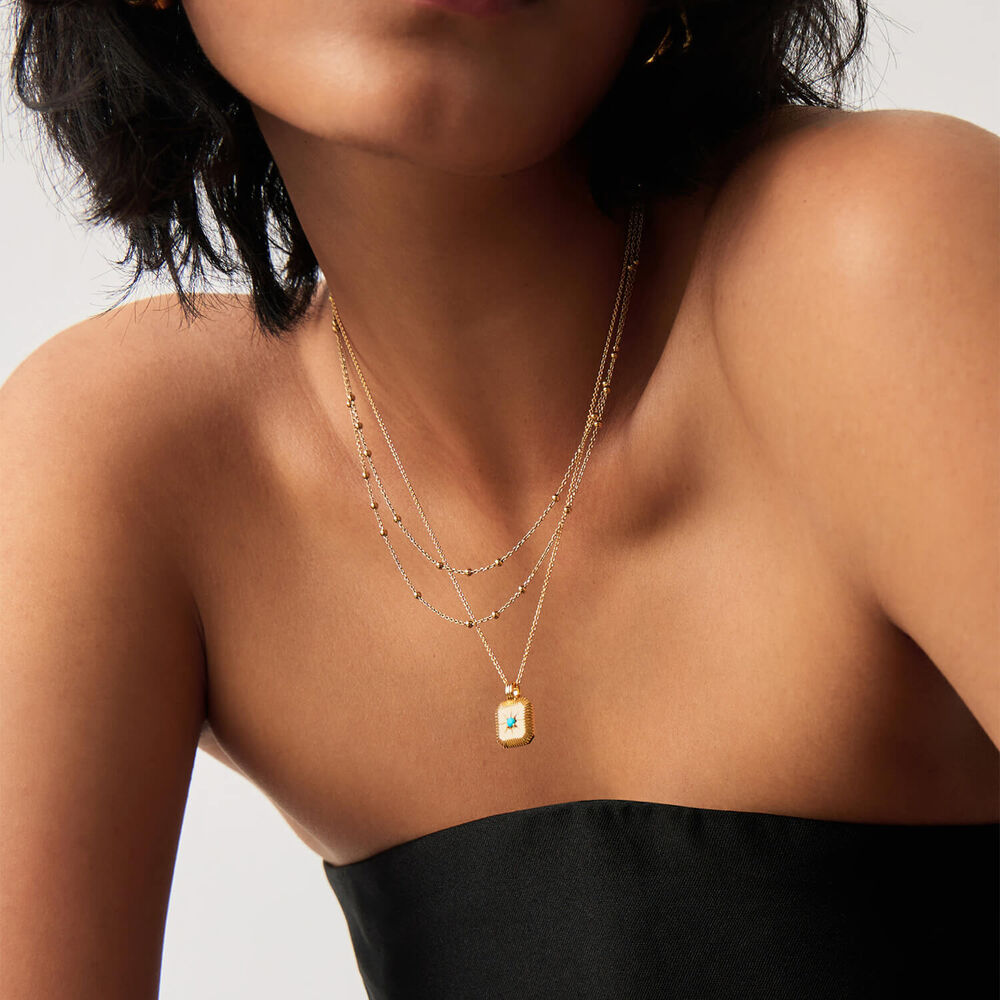 Missoma 18ct Gold Vermeil Silver Dyed Turquoise Magnesite December Birthstone Pendant Necklace