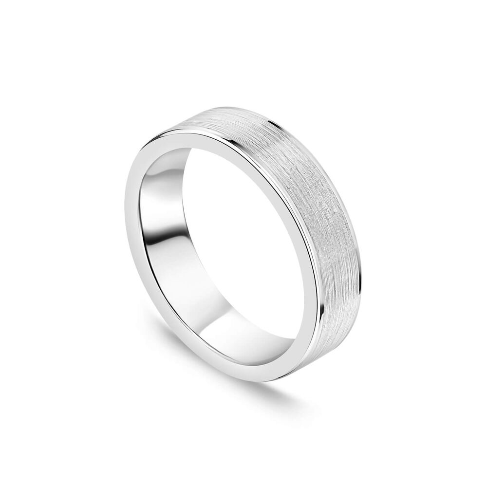 Tungsten Matte Centre Polished Edge 6mm Men's Ring image number 0