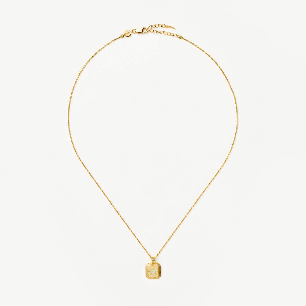 Missoma 18ct Gold Vermeil Sterling Silver Aqua Chalcedony March Birthstone Pendant Necklace