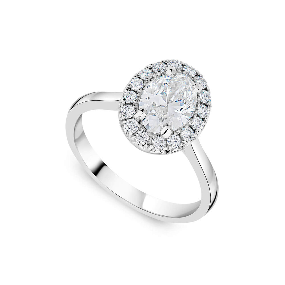 Born Platinum 1.41ct Lab Grown Oval Diamond Halo Ring image number 0