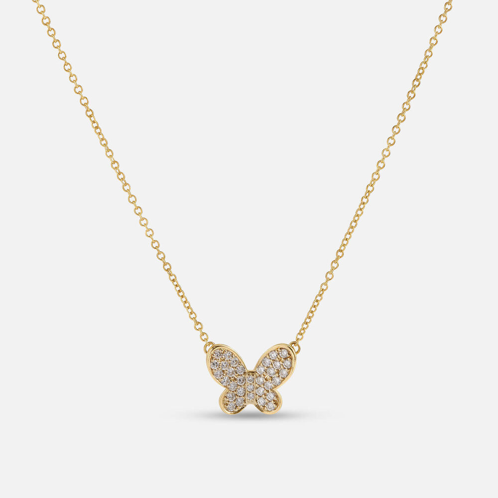 Yellow Gold Plated Vermeil Sterling Silver 0.25ct Lab Grown Diamond Butterfly Necklet