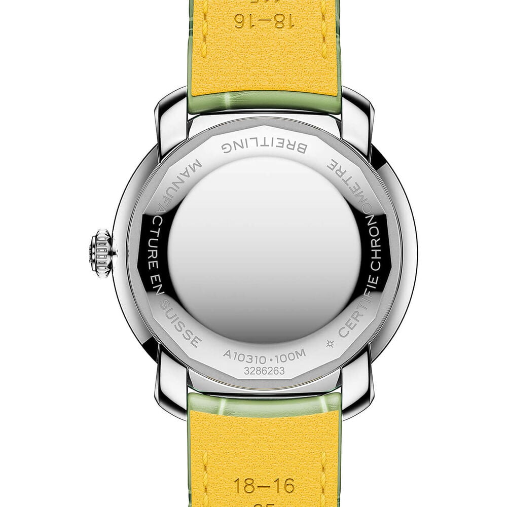 Bretling Lady Premier Automatic 36mm Green Dial Leather Strap Watch image number 3