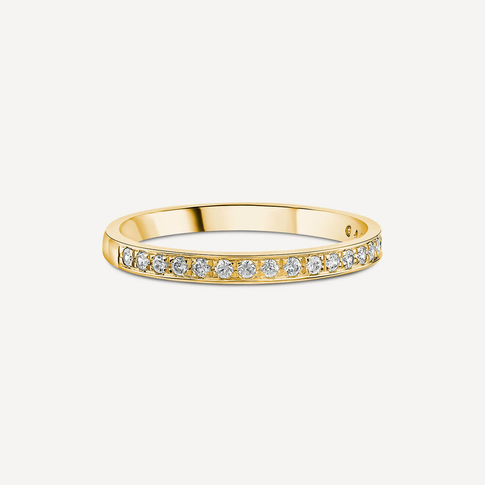 18ct Yellow Gold 2mm 0.15ct Diamond Pave Wedding Ring- (Special Order) image number 2