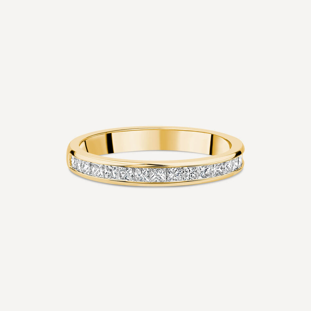 9ct Yellow Gold 2.5mm 0.45ct Princess Cut Diamond Wedding Ring- (Special Order) image number 2