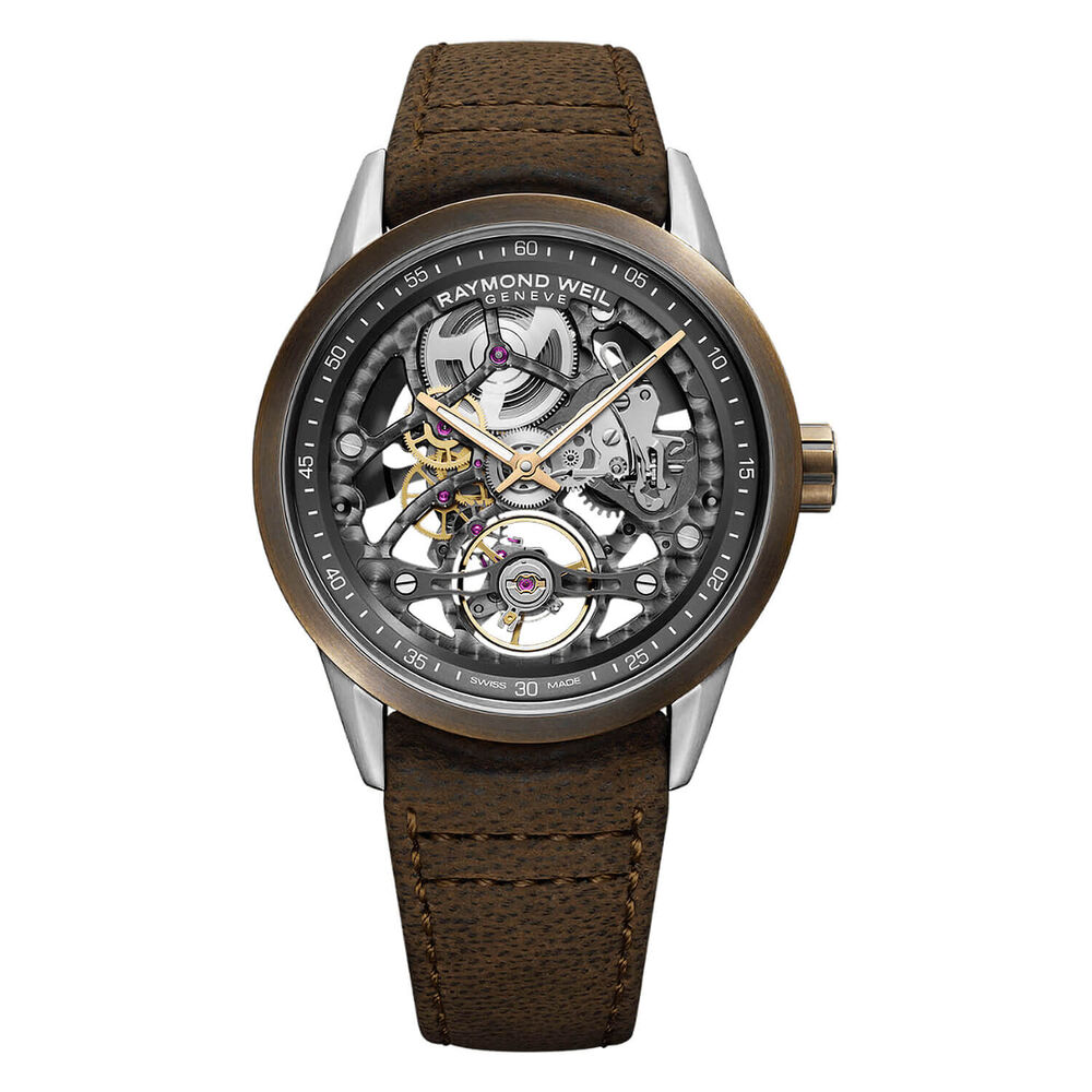 Raymond Weil Freelancer 42mm Skeleton Dial Brown Strap Watch image number 0