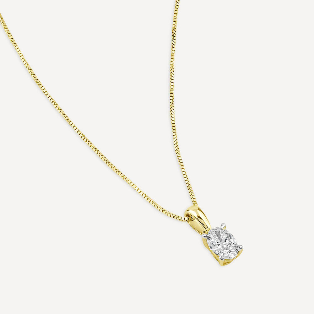 18ct Yellow Gold Lab Grown 0.33ct Oval Diamond Pendant image number 3