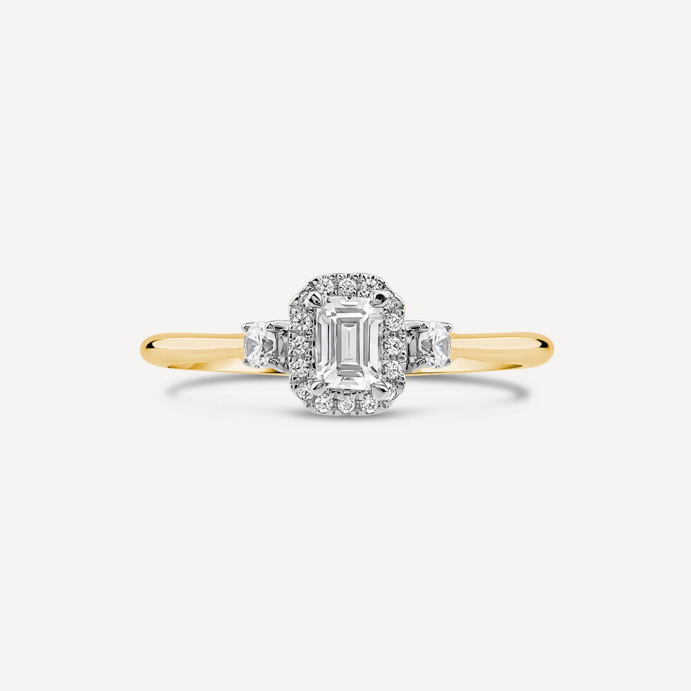 The Orchid Setting 18ct Yellow Gold Emerald Cut 0.33ct Diamond Ring image number 2