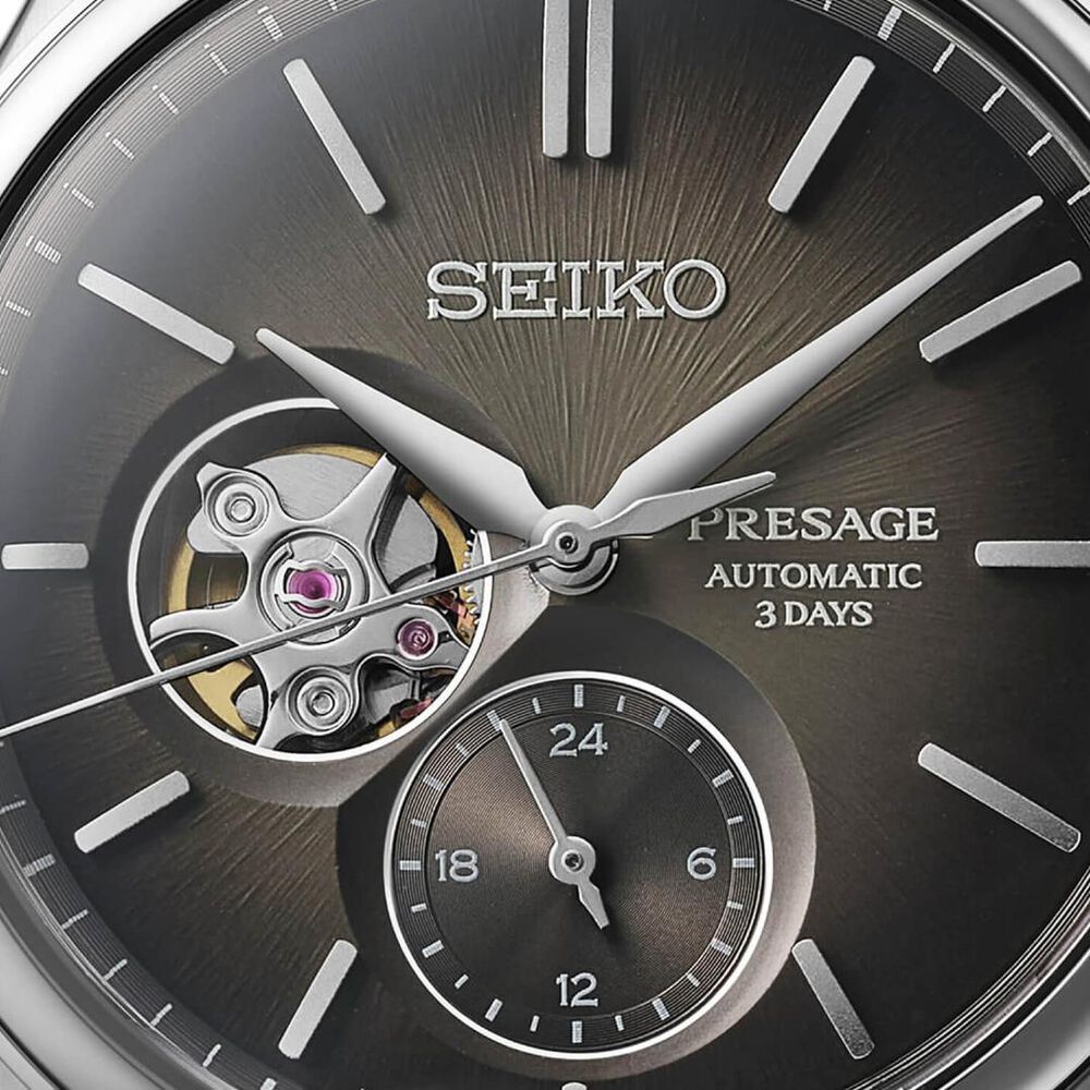 Seiko Presage Classic Series 'Sumi-iro' Open Heart 40mm Black Dial Steel Bracelet Watch