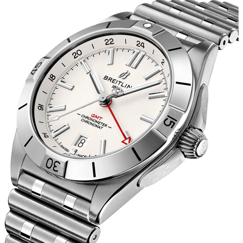 Breitling Chronomat Automatic GMT 40 White Dial Bracelet Watch