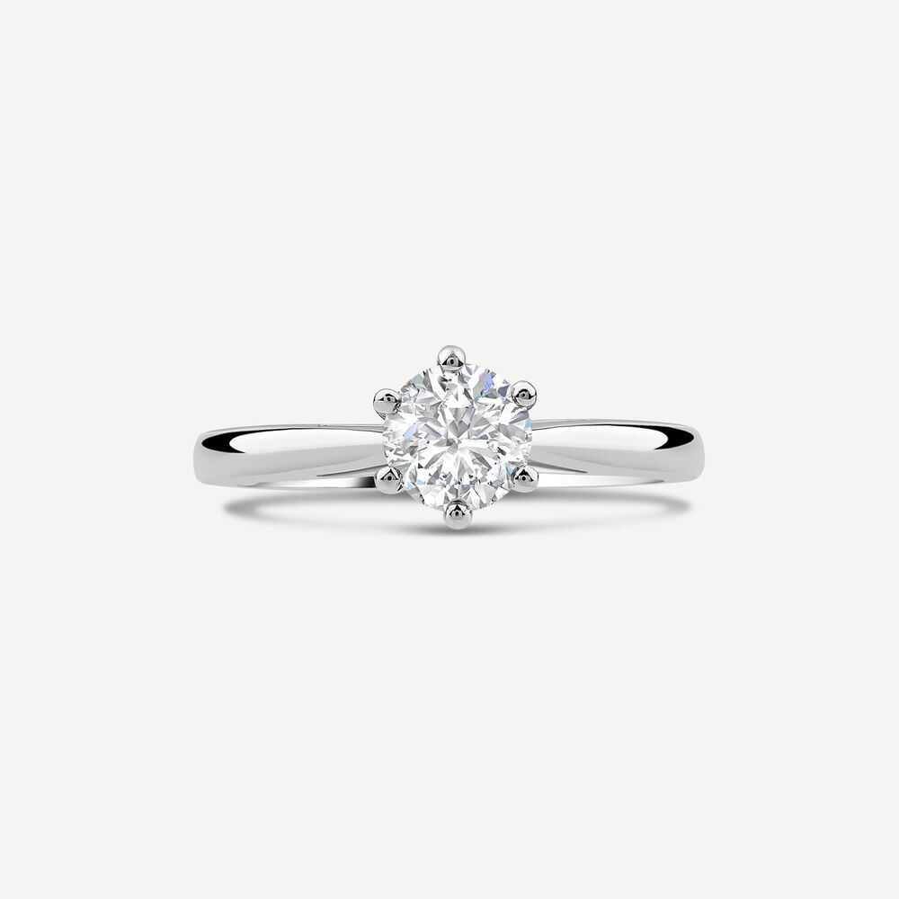 Platinum 0.90ct Round Diamond Six Claw Solitaire Ring