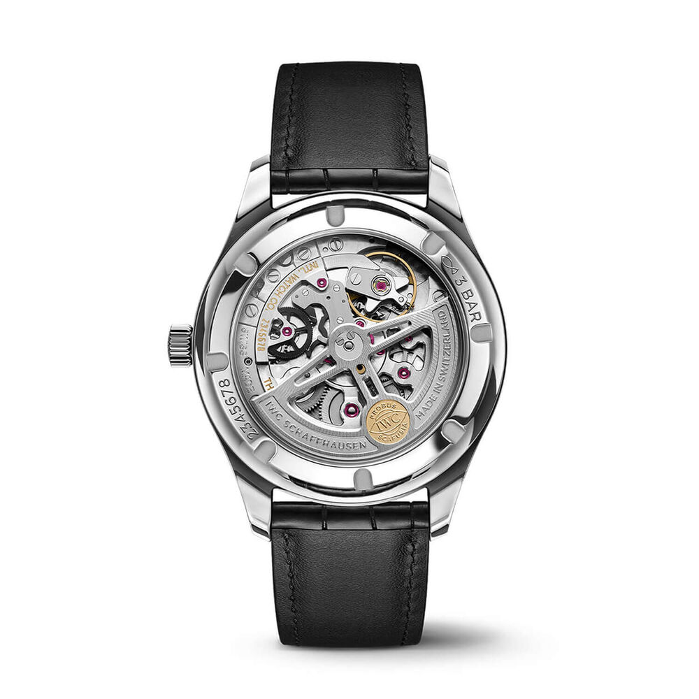 IWC Schaffhausen Portugieser Automatic 40mm Salmon Dial Black Leather Strap Watch image number 3