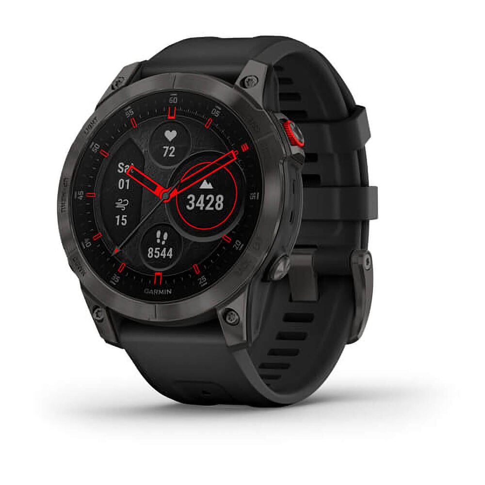 Garmin Epix™ (Gen 2) Sapphire Black Titanium Bezel Black Silicone Strap Watch