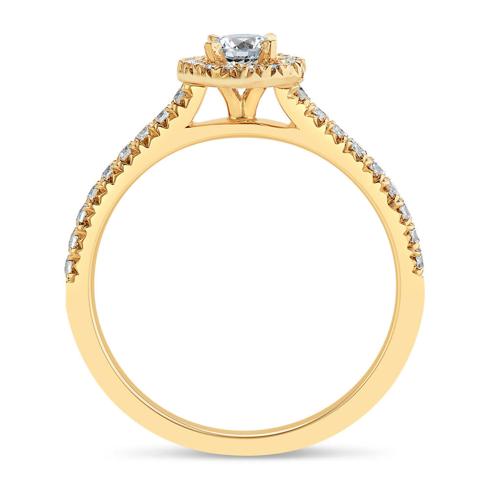 Northern Star 0.45ct Round Solitaire Diamond Halo Diamond Shoulders Ring image number 2