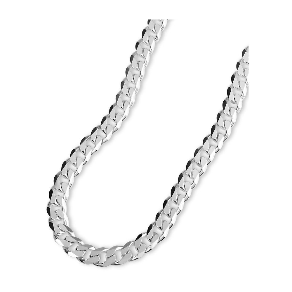 Sterling Silver Flat Curb 50cm Men's Necklace image number 1