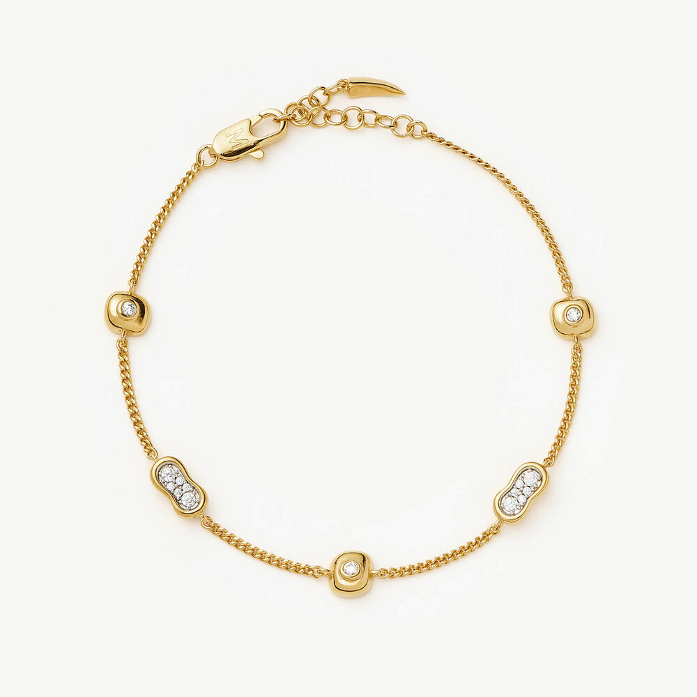 Missoma 18ct Gold Plated Brass Molten Pave Cubic Zirconia Multi Charm Bracelet
