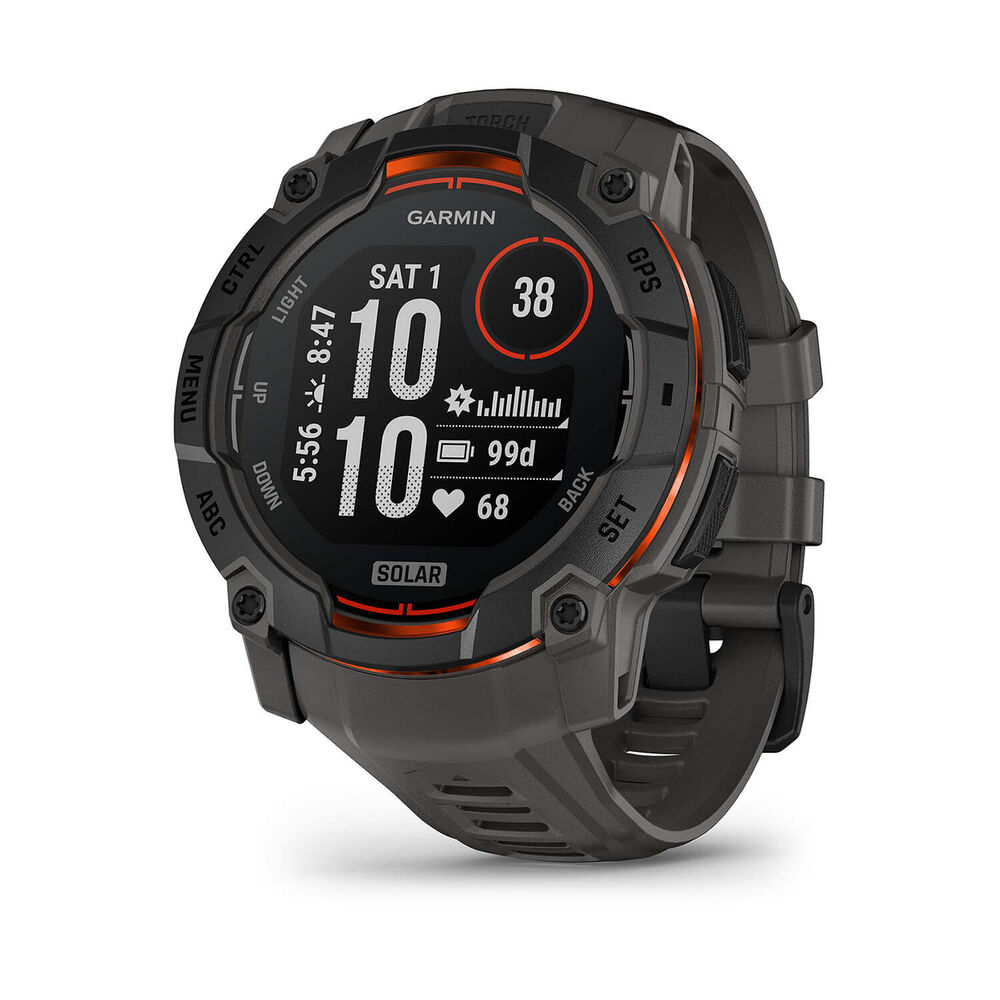 Garmin Instinct 3 Solar 50mm Black Bezel Charcoal Silicon Strap Watch image number 0