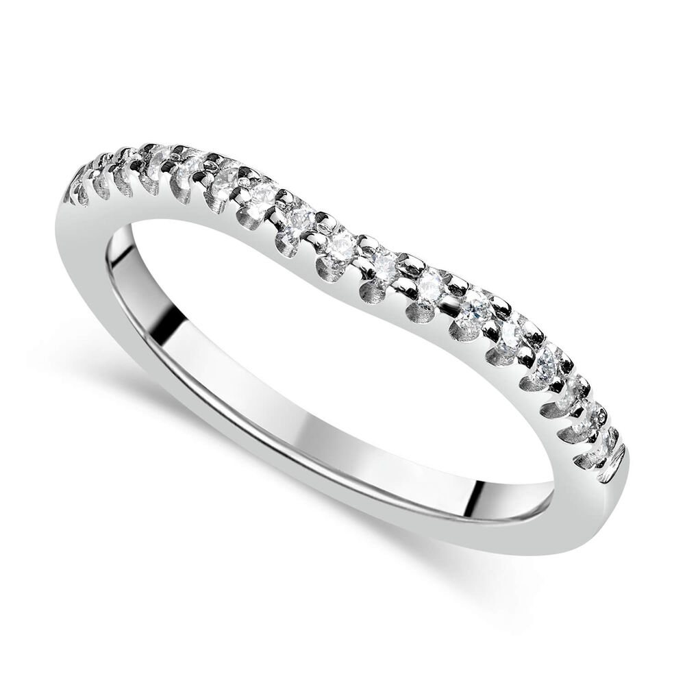 Ladies' 18ct white gold 0.16 carat diamond shaped 2mm wedding ring image number 0