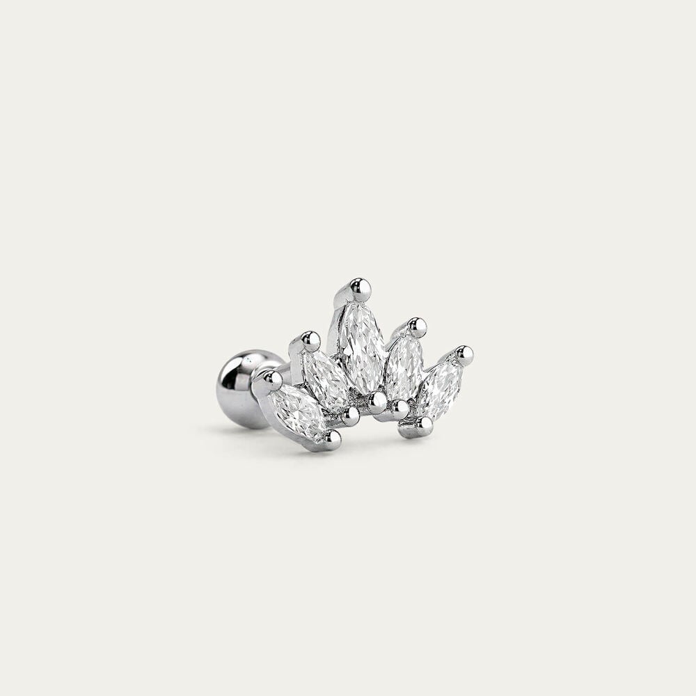 Sterling Silver Marquise Cubic Zirconia Cluster Single Stud Earring