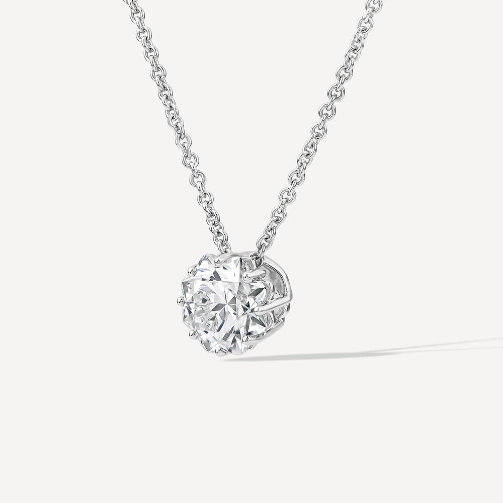 Born Classic 9ct White Gold Lab Grown 1ct Flower Cut Diamond Pendant image number 1