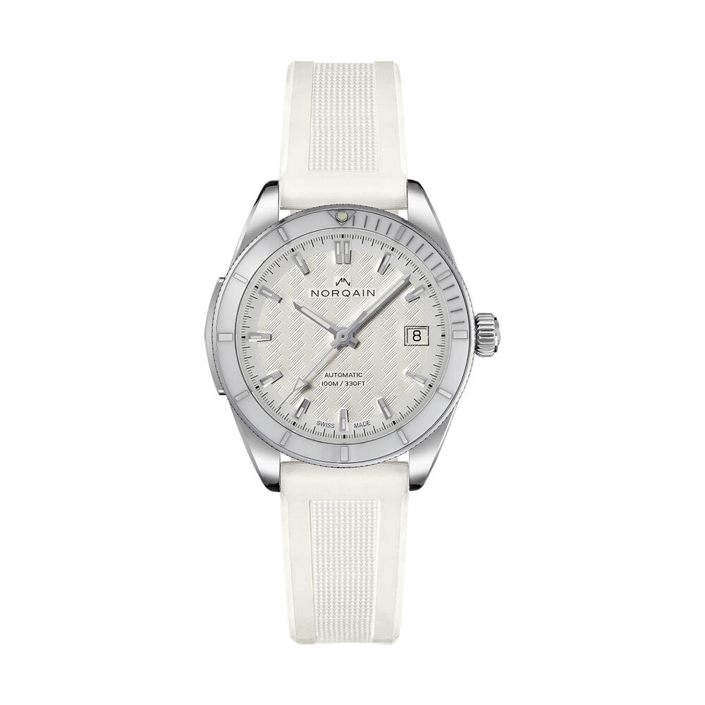 NORQAIN Adventure Sport Automatic 37mm White Pattern Dial White Rubber Strap Watch