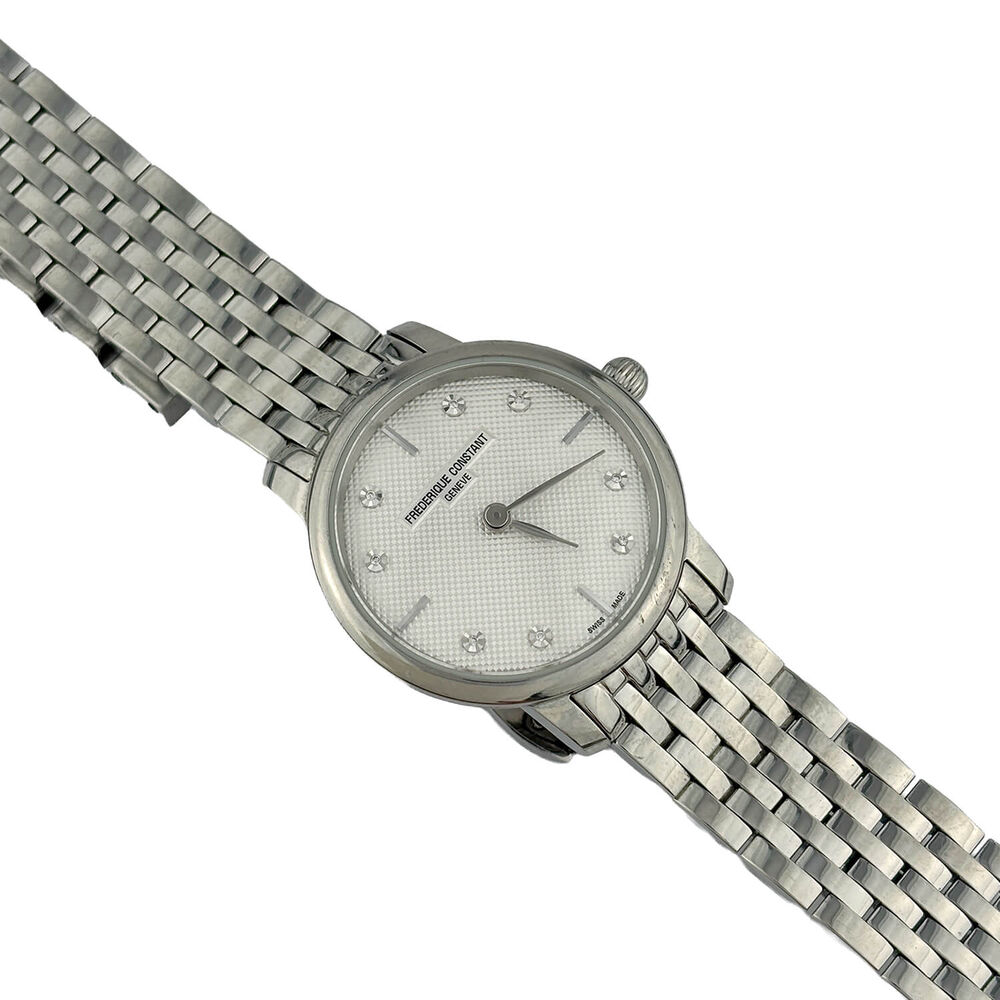Pre-Owned Frederique Constant Slimline 25mm Quartz Diamond Dial Steel Case Bracelet Watch image number 1