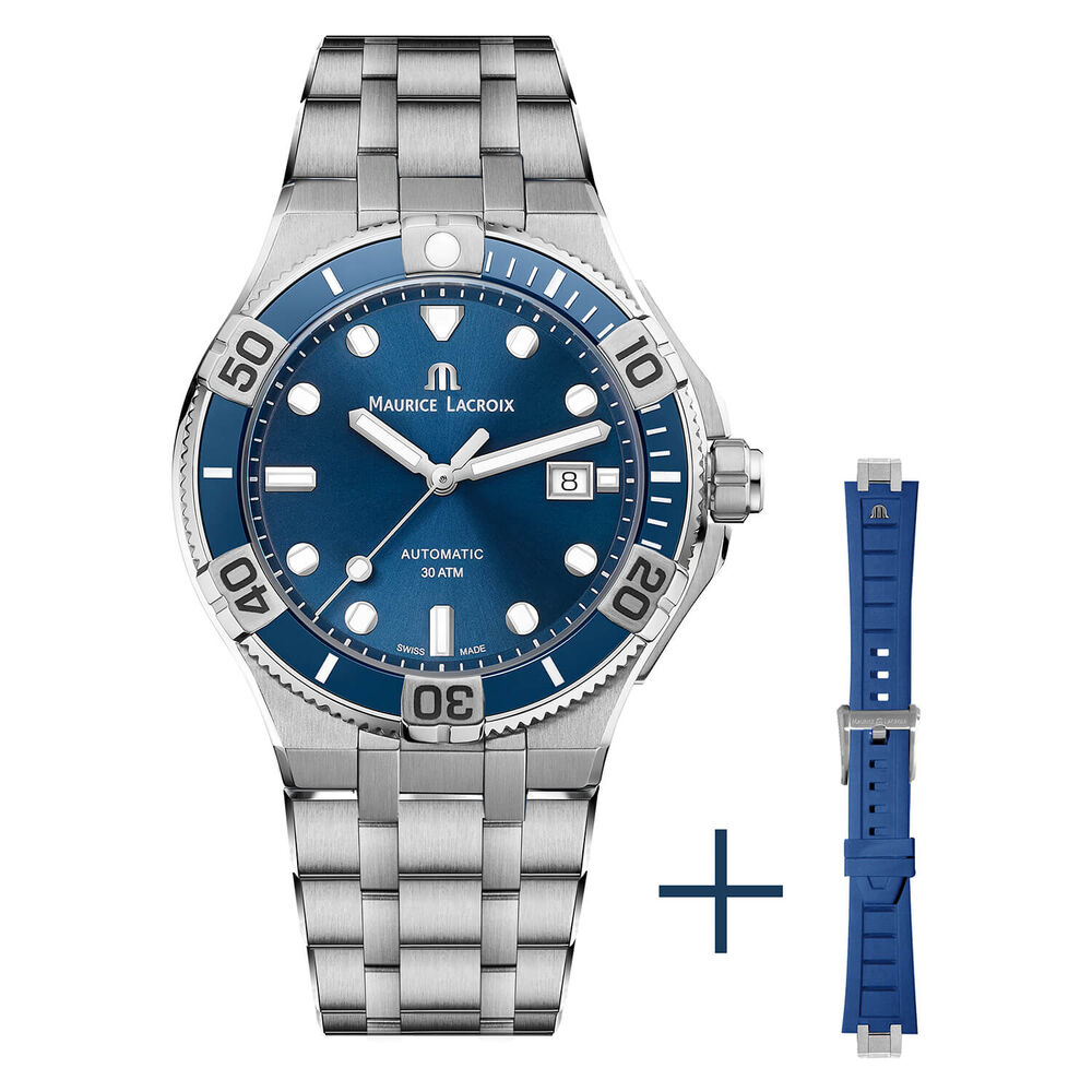 Maurice Lacroix Aikon 43mm Deep Blue Dial Case Bracelet Rubber Watch