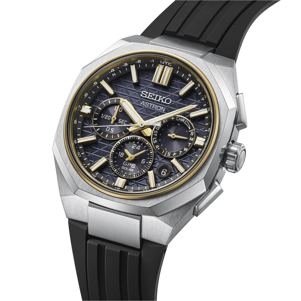 Seiko Astron 'Tesselate' 5X63 Celestial Gold Dial Silicone Strap Watch