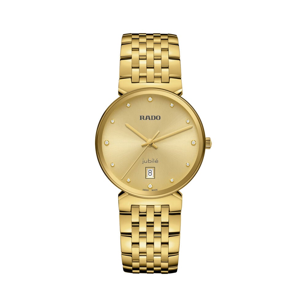 Rado Florence 38mm Yellow Gold Dial Diamond Dot Bracelet Watch