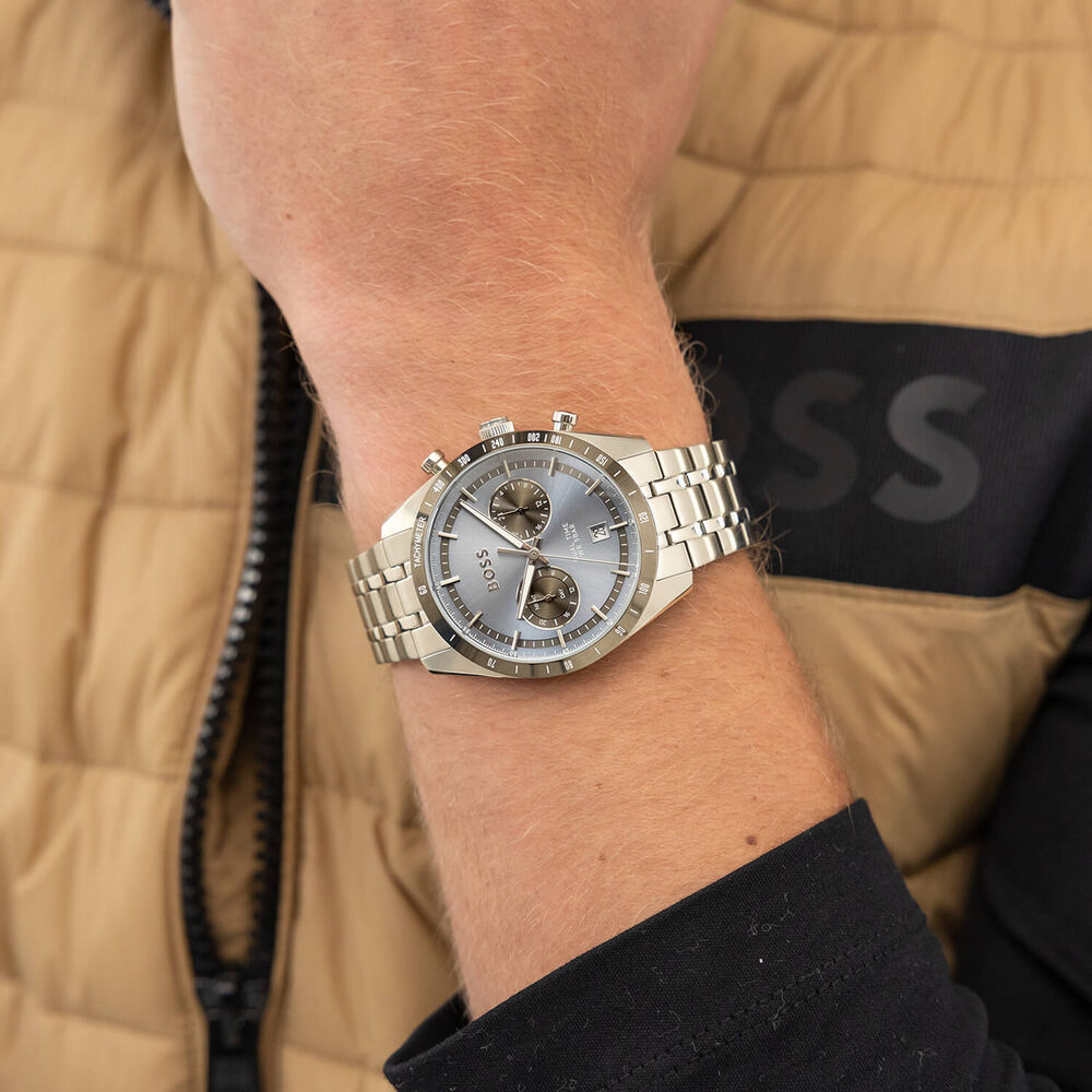 BOSS Tourmaster 41mm Blue Dial Stainless Steel Bracelet Watch image number 5