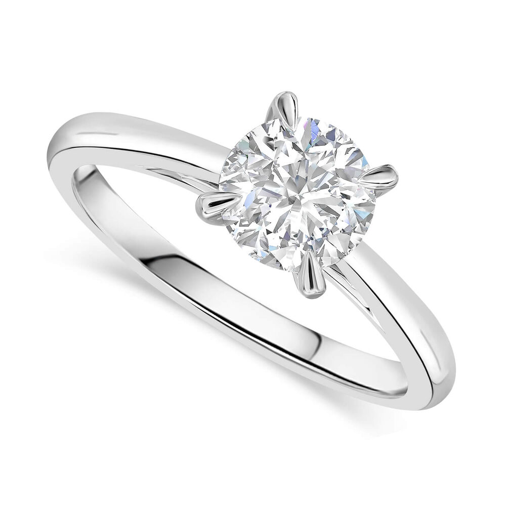 Platinum 1.02ct Round Diamond Four Claw Solitaire Ring image number 0
