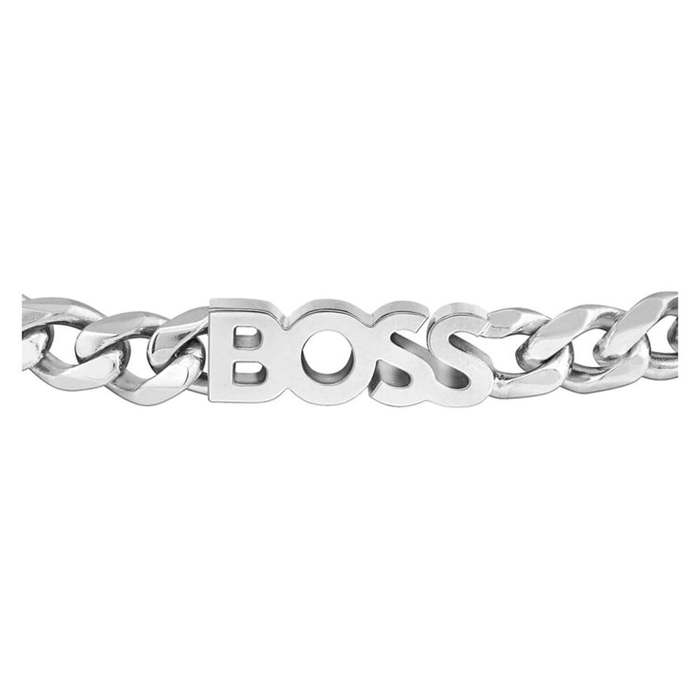 BOSS Kassy Curb Chain Logo Stainless Steel Bracelet image number 1