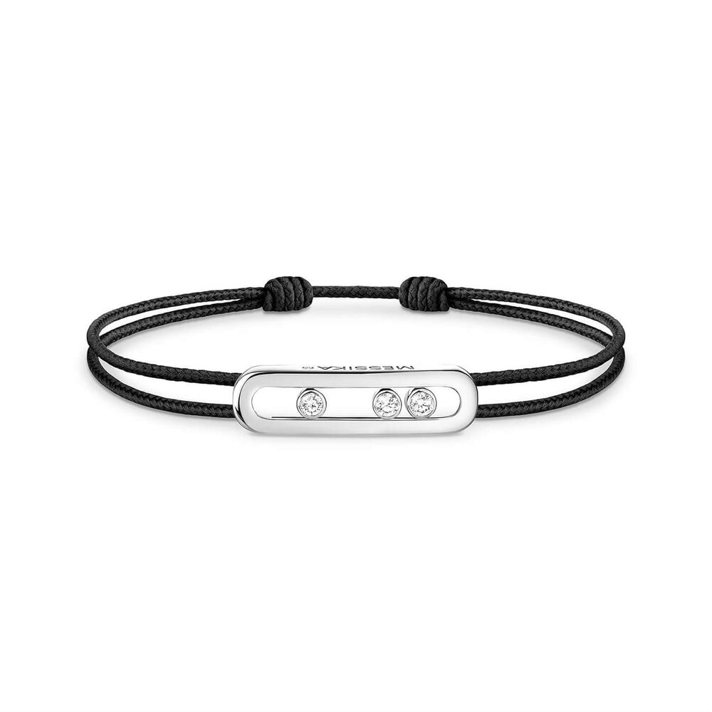 Messika Care(s) White Gold 0.09ct Diamond Black Cord Bracelet image number 1