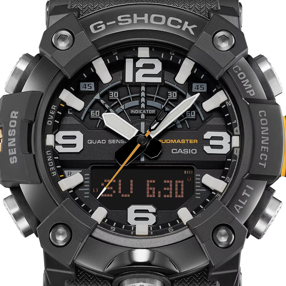 G-SHOCK Master of G Mudmaster 55.4mm Black Ion Plated Bezel & Black Resin Strap Watch