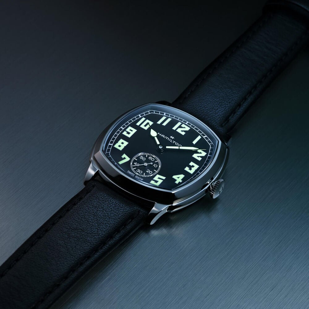 Hamilton American Classic 34mm Black Dial Black Leather Strap Watch