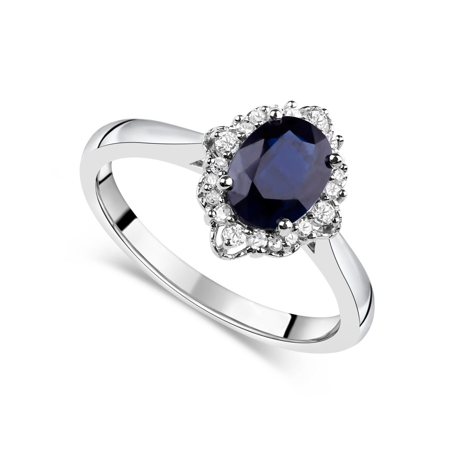 9ct white gold sapphire hotsell and diamond ring
