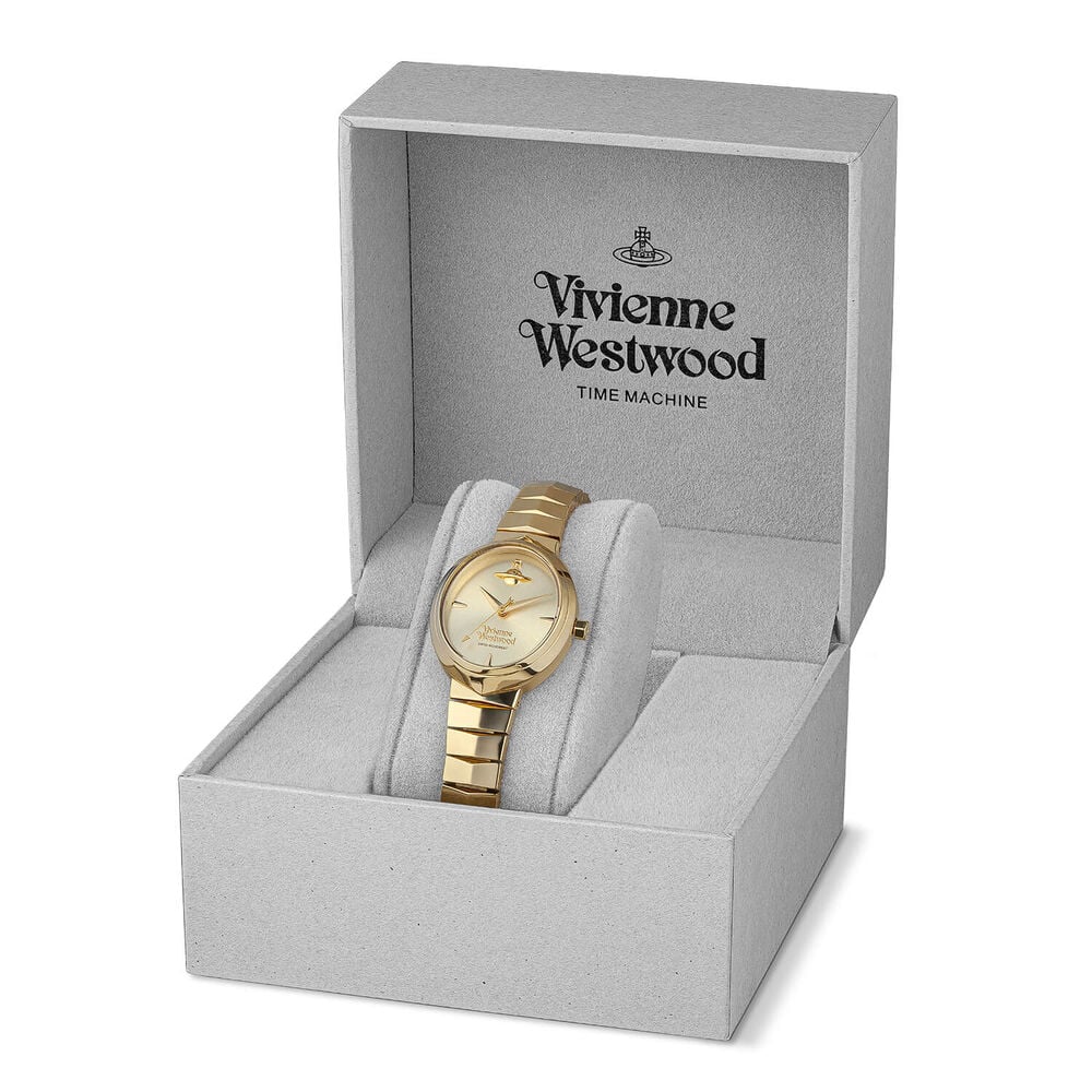 Vivienne Westwood Armour 28mm Champagne Dial Gold Steel Bracelet Watch image number 5