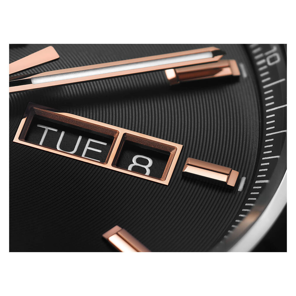 TAG Heuer Carrera Day-Date 41mm Black Dial Rose Gold Index Stainless Steel Bracelet Watch image number 5