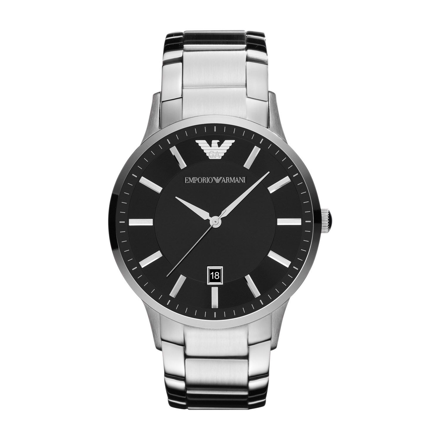 Emporio armani black new arrivals stainless steel watch