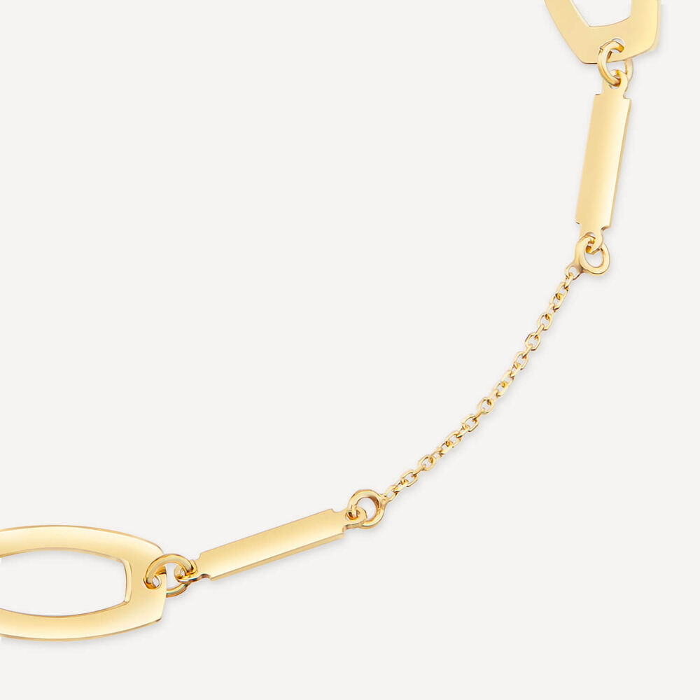 9ct Yellow Gold Open Oval & Bar Chain Link Bracelet image number 1