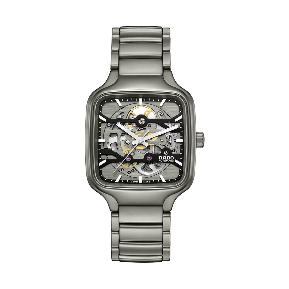 Rado True Square Automatic Skeleton 38mm Dial Plasma Black High-Tech Ceramic Bracelet Watch image number 0